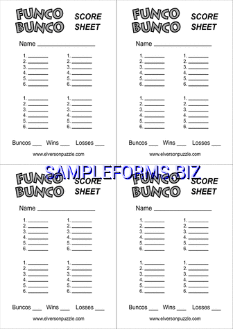 Bunco Score Sheets pdf free